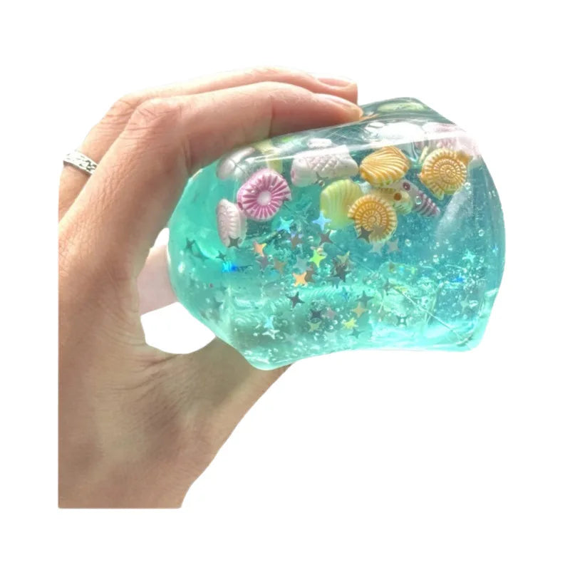 Squishy Maltose Cubes Fidget Toy Super Soft Transparent Star Squeeze Toy Ocean Sensory Anti-stress Toy for Friend Christmas Gift