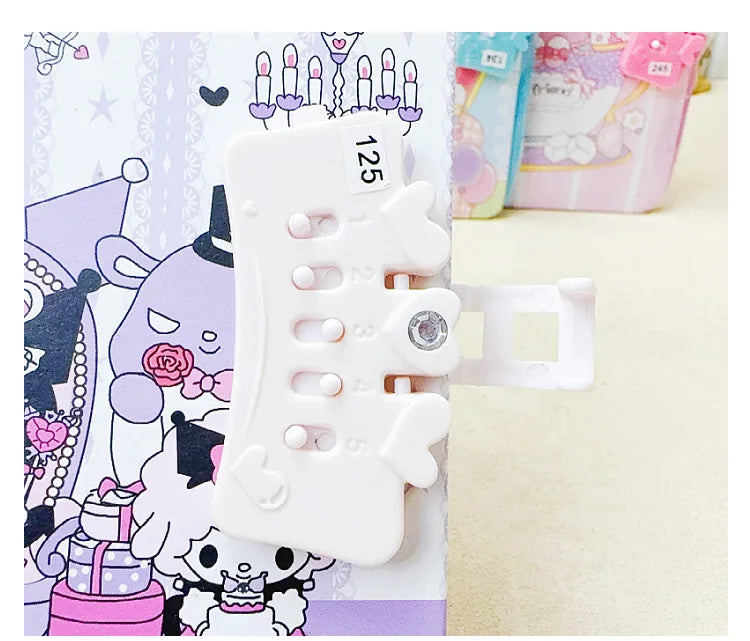 Sanrio Password Lock Diary Notebook - Kawaii Kuromi My Melody Cinnamoroll Cute Notepad for Kids & Students