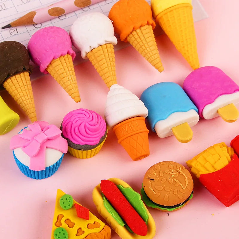 Dessert Cake Set Eraser, Creative Cute Cake Gift Box Pencil Eraser Cute Stationery Cute Eraser Stationery Pencil Eraser for Kids