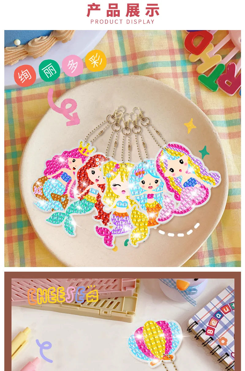 Sanrio Diamond Painting Keychain Kit – 15-Piece DIY Rhinestone Art Set for Kids