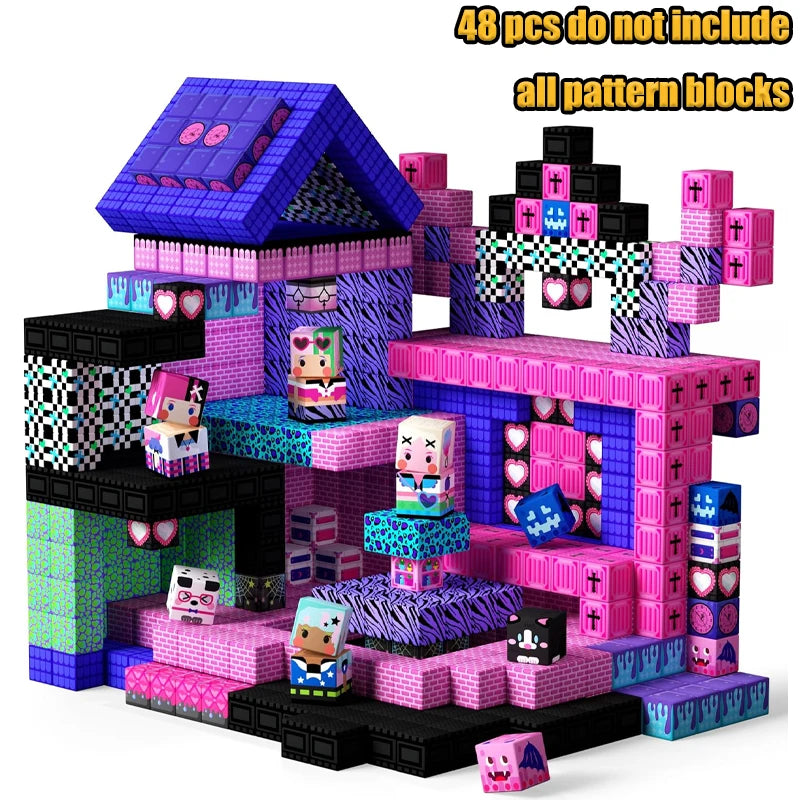 Magnetic Building Blocks Mine World Magnetic Construction Brick Cube STEM Education Sensory Toy Set Gift for Boy Girl Children