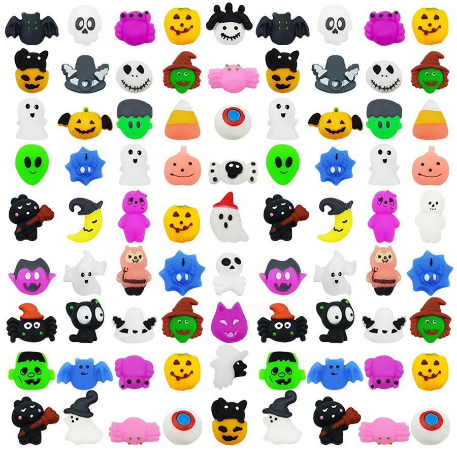 Halloween Mochi Squishy Toys - Ghost, Cat & Pumpkin Squishies for Kids - Stress Relief Party Favors (12, 24, or 36 Pack)