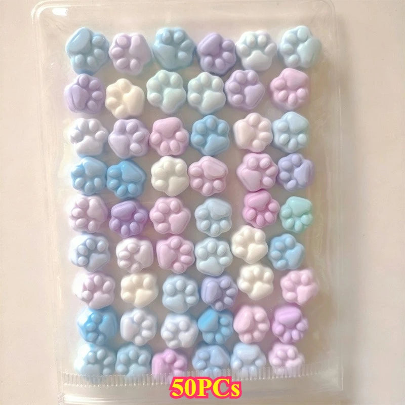 50/100pcs Mini Cat's Paw Squishy Toy Silicone Cute Soft Colorful Cat Paw Mochi Stress Relief Squishy Fidget Toy