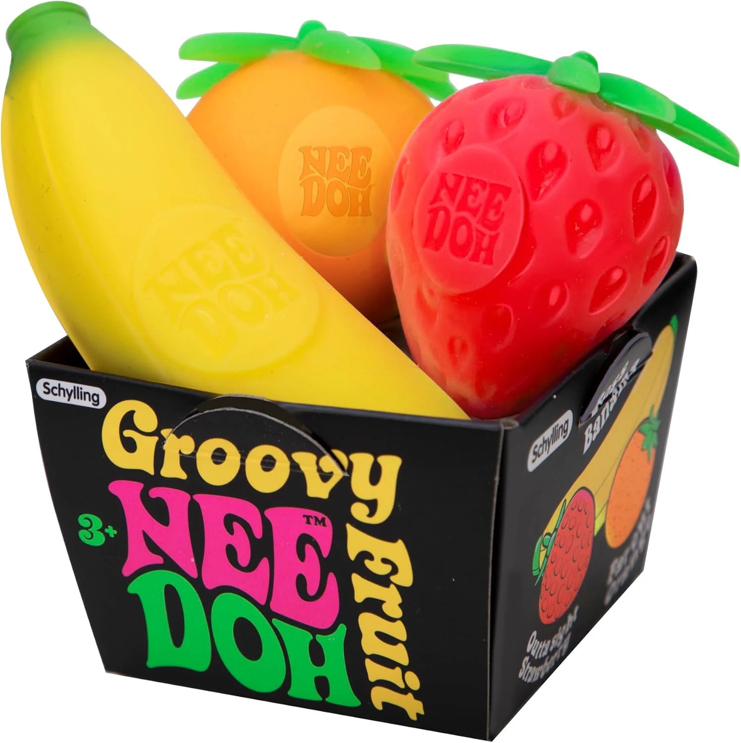 Fruit NeeDoh Squishy Toy Set – Simulated Strawberry, Banana & Orange Slow Rising Fidget Toys