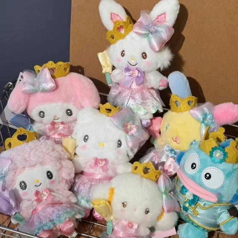 Sanrio Blossom Crown Plush Keychain – Usahana, Kirimichan, My Melody & Kuromi Fluffy Pendant