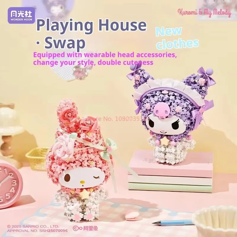 Sanrio Kuromi & Melody Floral Garden Building Blocks Set – Moonlight Club Surprise Puzzle Gift
