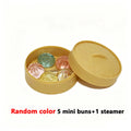 Mini Steamed Bun Squishy Toy Set – 5 Crystal Squeeze Buns with Steamer Basket | Cute Food Fidget Toy & Gift