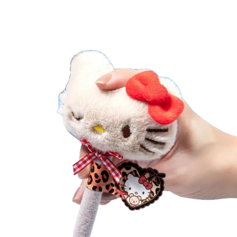 Kawaii Sanrio Hello Kitty Plush Doll Pen Creative Black Ballpoint Pen Cute Anime Stationery Student School Supplies Girls Gift