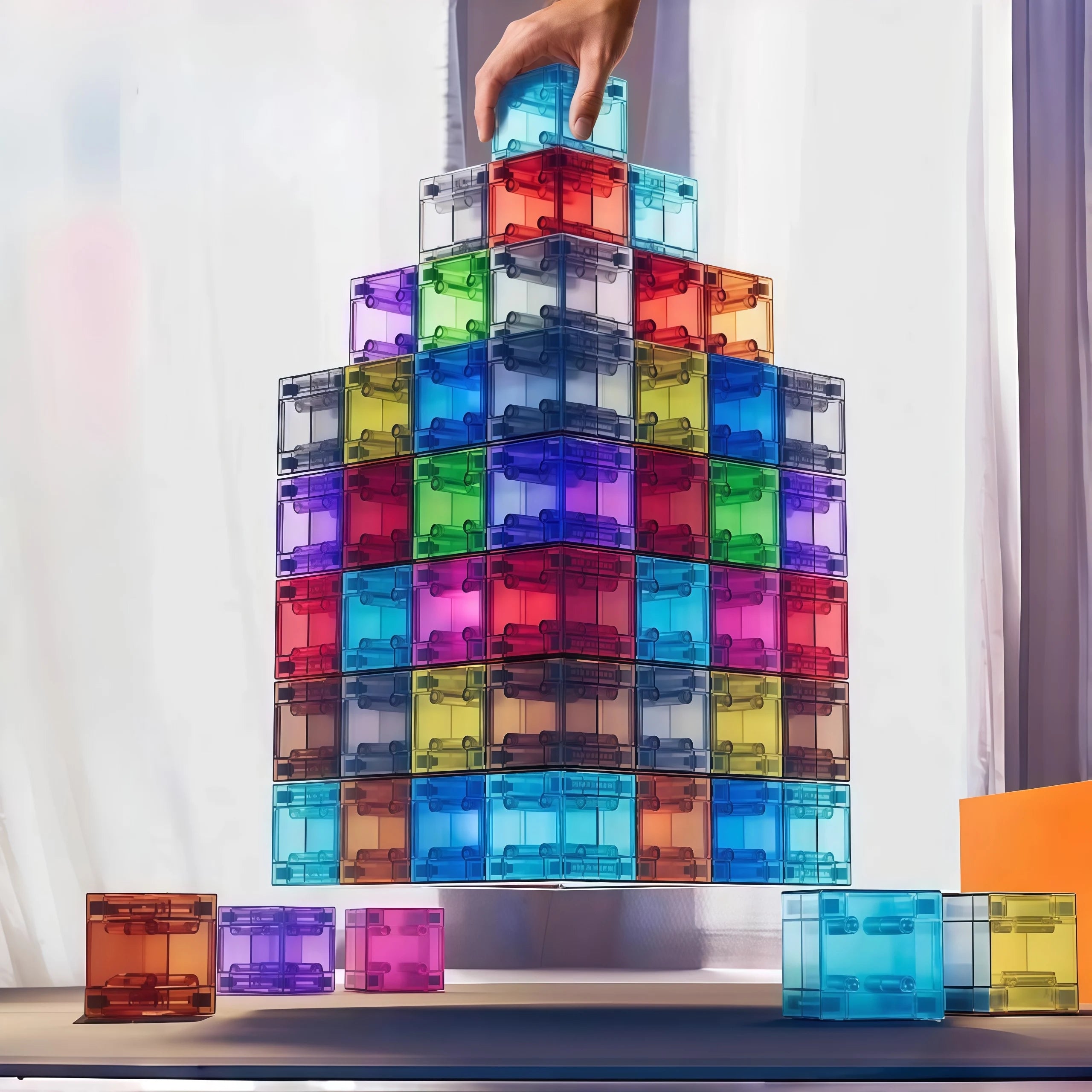 Moc Magnetic Building Blocks Transparent Square Toy Assembly Toy Colorful Cubes Toy for Children Gift DIY toys Construction Toy