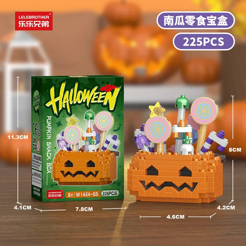 Mini Halloween Building Blocks Pumpkin Man Joker Ghost Demon Witch Vampire Castle Assembly Bricks Model Toys For Kids Gift