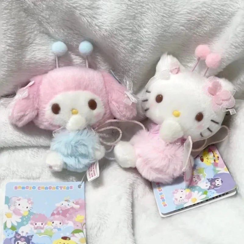 Sanrio Blossom Field Plush Keychain – Kuromi, Cinnamoroll & My Melody Floral Bag Charm