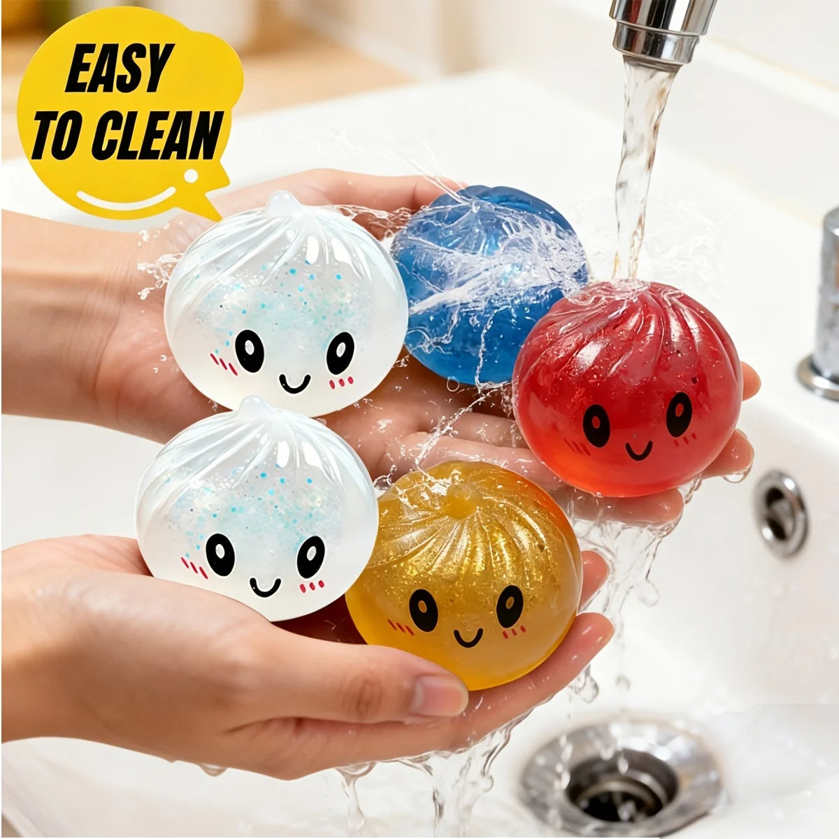 Simulation Dumpling Squishy Rebound Soft Squeeze Stress Ball With Bamboo Steamer Box Anti-Stress Toy Sensory For Creative Gift