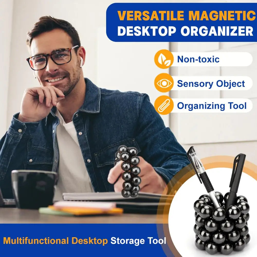 Magnetic Hematite Fidget Ball Roller – Calming Sensory Desk Toy for Adults