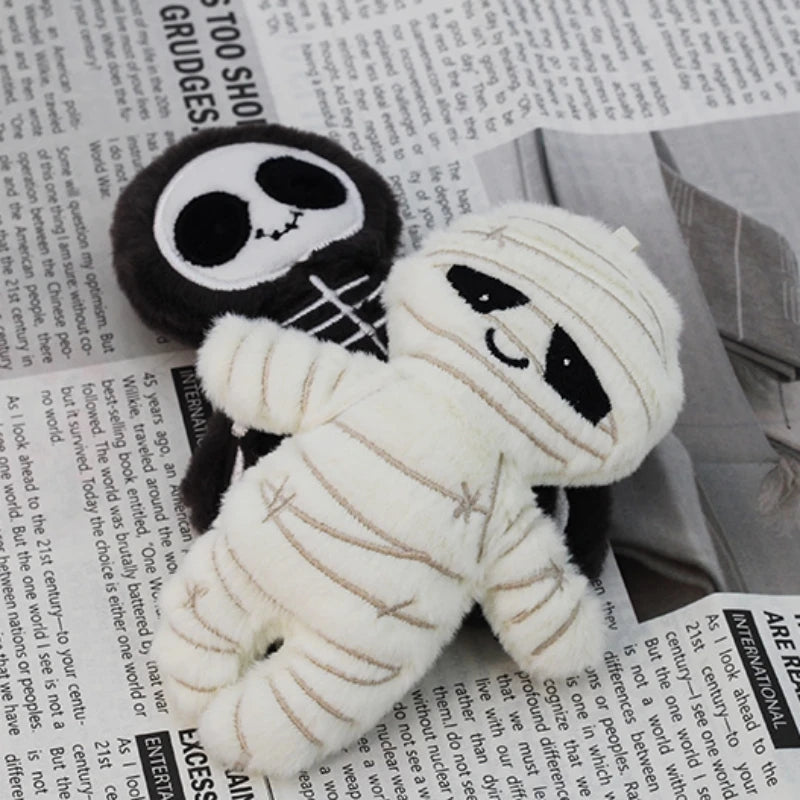 Halloween Plush Toys Cute Pumpkin Mummy Skeleton Stuffed Vegetable Dolls Funny Cartoon Bag Pendant Plushies Keychains Gifts Girl