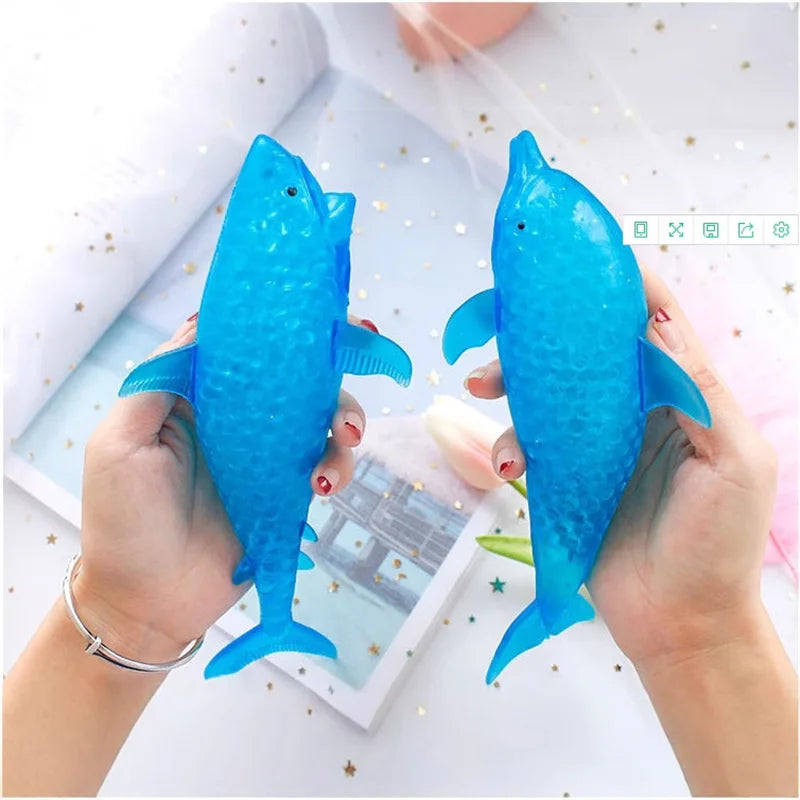 Squishy Shark & Dolphin Squeeze Toys - Soft Stretchy Sea Animal Fidget Toys for Kids & Adults