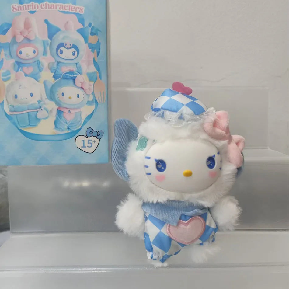 Sanrio Family Fox Island & Blue Flutter Series Vinyl Plush Blind Box Cute Cartoon Hello Kitty Kuromi Pendants Girl Bag Toy Gifts