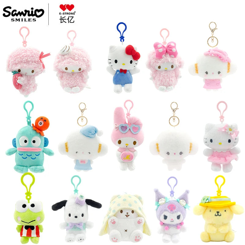 Sanrio Plush Pendant Charm - Kawaii Hangyodon Kuromi My Melody Stuffed Doll Keychain - Birthday Gift