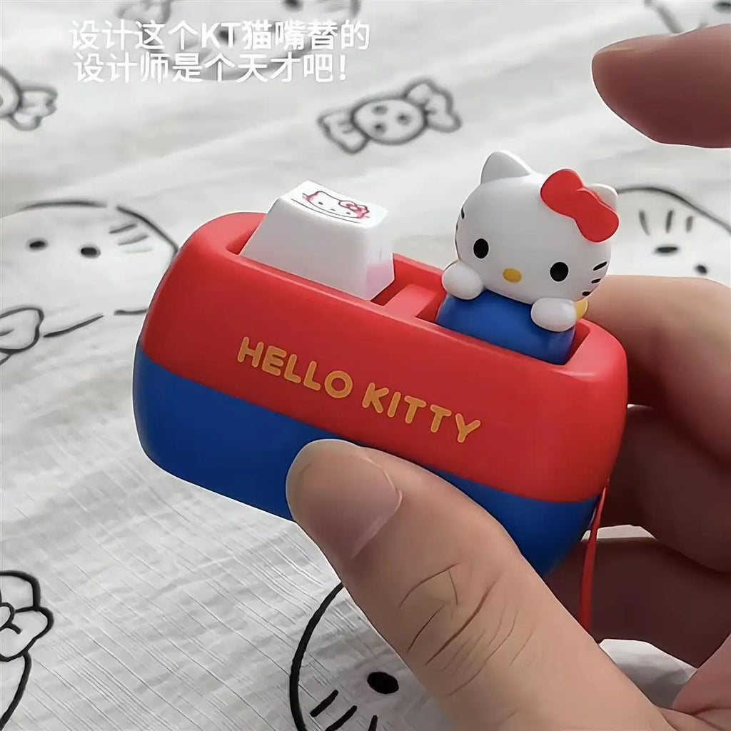 Hello Kitty Sanrio Voice Button Keyring - KT Cat Keycap Squishy Stress Relief Toy - Kawaii Desk Decor & Birthday Gift