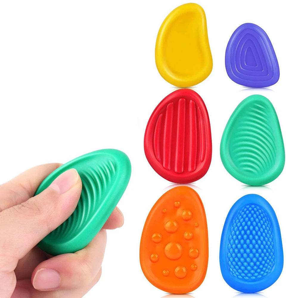 Silicone Stone Fidget Toys 6 Pack – Textured Sensory Squeeze Toys for Kids & Adults