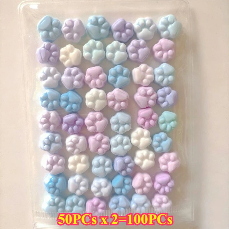 50/100pcs Mini Cat's Paw Squishy Toy Silicone Cute Soft Colorful Cat Paw Mochi Stress Relief Squishy Fidget Toy