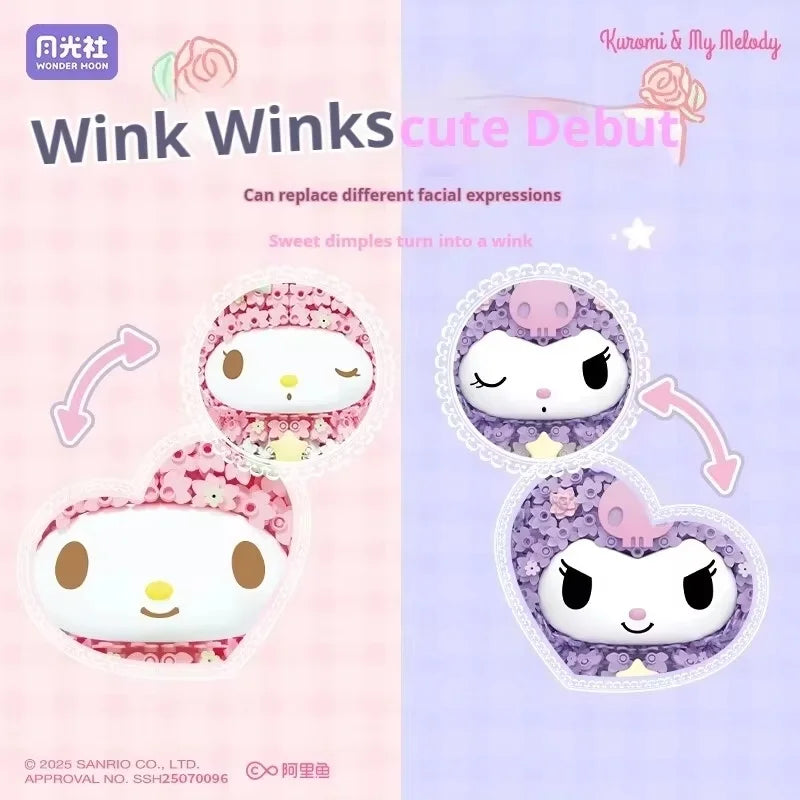Sanrio Kuromi Melody Floral Garden Building Blocks Blind Box Set Moonlight Club Large Puzzle Surprise Gift for Girls Birthday