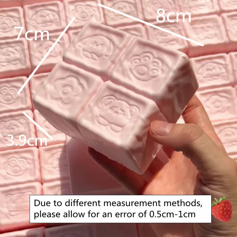 Squishy Strawberry Cube Squeeze Toys Slow Rebound Soft Stress Relief Sensory Fidget Toys Anti Anxiety Squeeze Toys for Adults