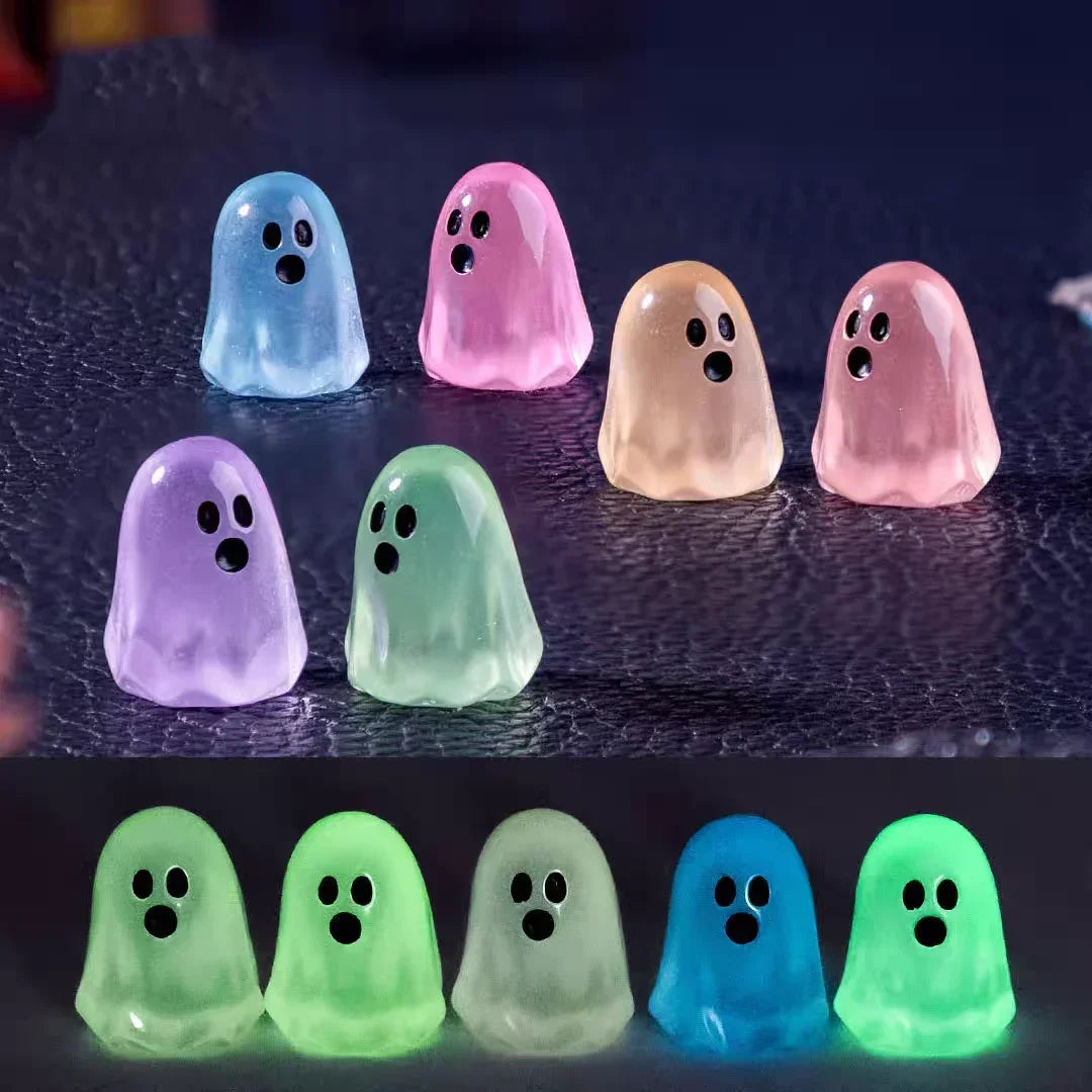 Mini Resin Ghost Tree Elves Small Figurines Glow in The Dark Halloween Luminous Kids Festival Party Decor Glowing Miniature Toy