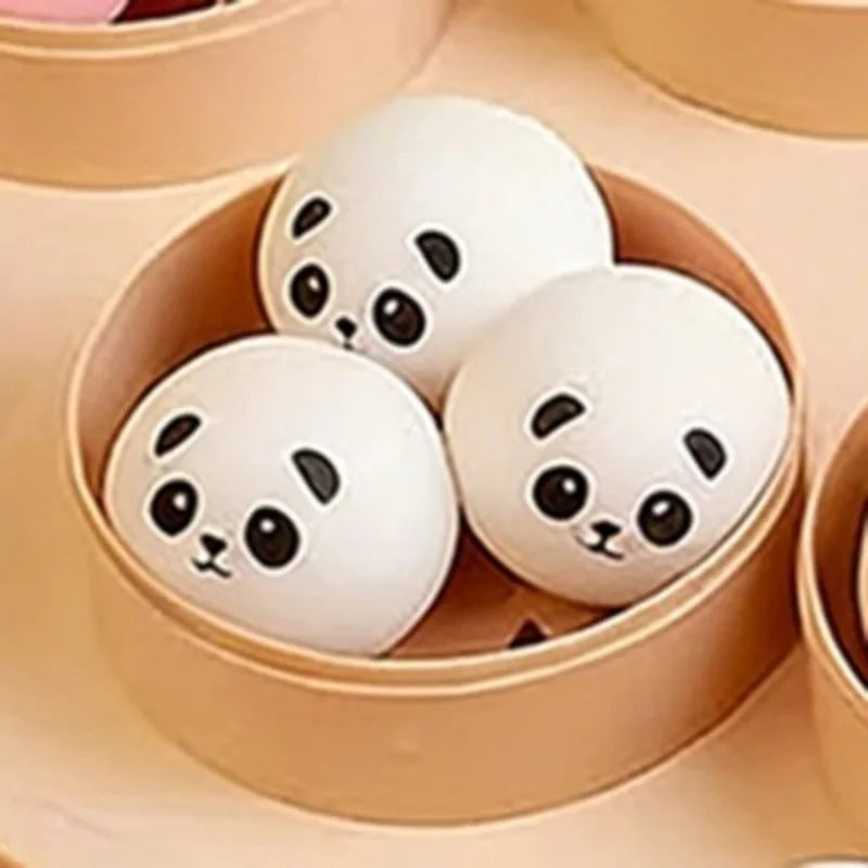 Cute Pig Panda Dumpling Squishies Toy with Steamer, Squishy Dough Ball Party Favor Stress Relief Gift, Kawaii Food Squeeze Toys