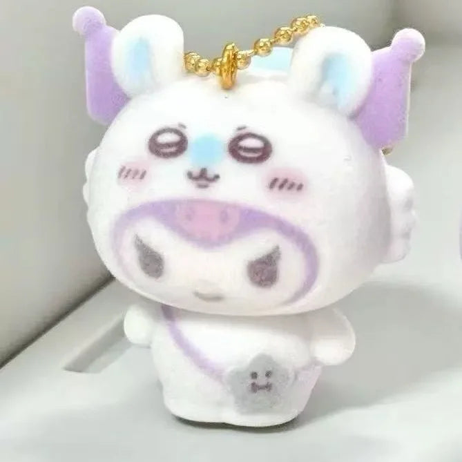 Kawaii Sanrio Flocking Keychain – Hello Kitty, Kuromi, My Melody, Pom Pom Purin & Cinnamoroll | Bag Charm Gift