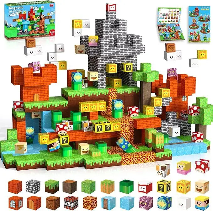 Magnetic Building Blocks Mine World Magnet Cube for Stacking Construction Set Educate Sensory Toys Kids Boys Girls Ages 3+ DIY