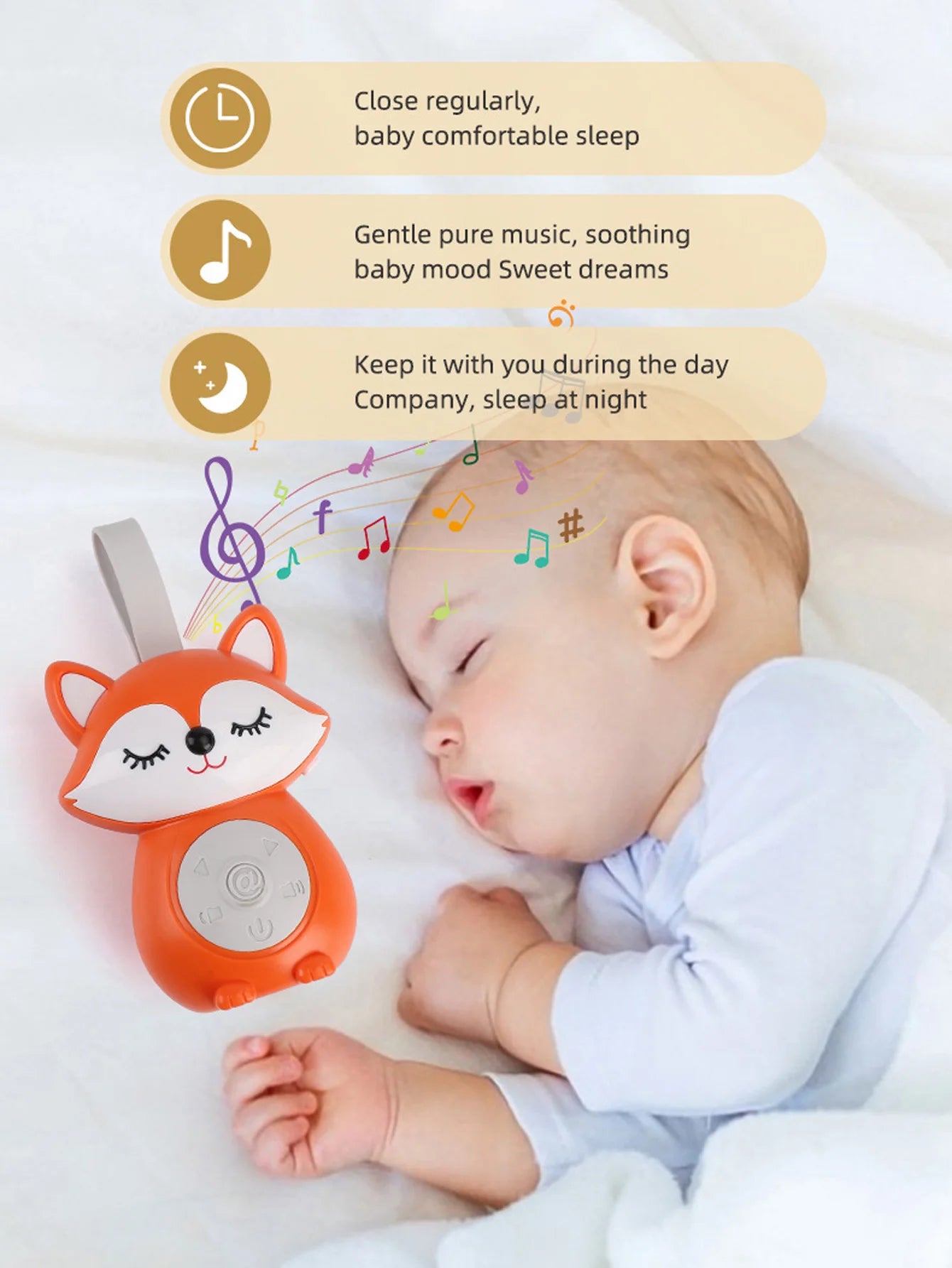 Baby White Noise & Lullaby Sound Machine - Portable Owl Baby Soother with Soothing Sounds for Stroller & Crib
