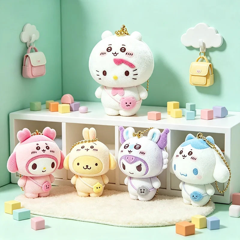 Kawaii Sanrio Flocking Keychain – Hello Kitty, Kuromi, My Melody, Pom Pom Purin & Cinnamoroll | Bag Charm Gift