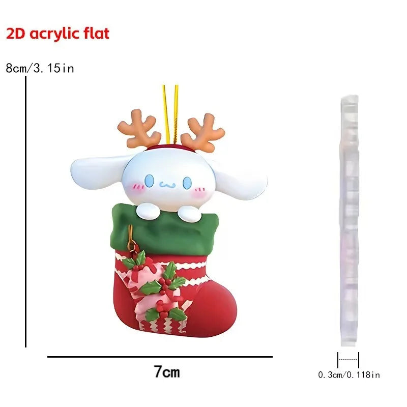 🎄 Kawaii Character Christmas Stocking Ornament 🎀 | Flat Hanging Decoration ✨