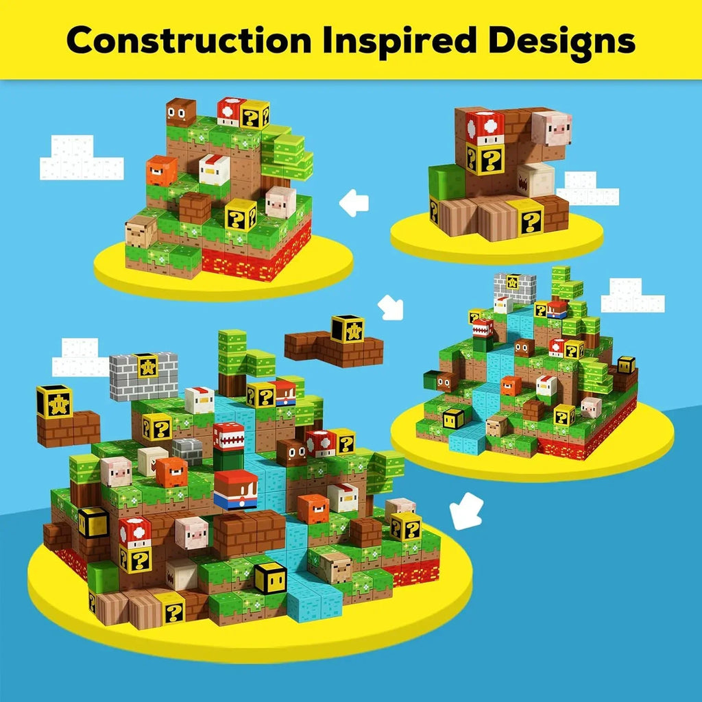 Super Magnetic Blocks Toys for Boys Girls 3+ Build Mine World Magnet Building Brick Cubes STEM Game Sensory Gift Set for Kids