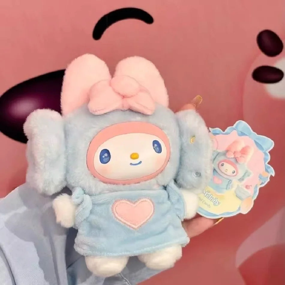Sanrio Family Fox Island & Blue Flutter Series Vinyl Plush Blind Box Cute Cartoon Hello Kitty Kuromi Pendants Girl Bag Toy Gifts