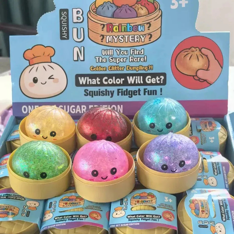 Glitter Dumpling Squishy Set – 6-Style Sensory Squeeze Toy with Box