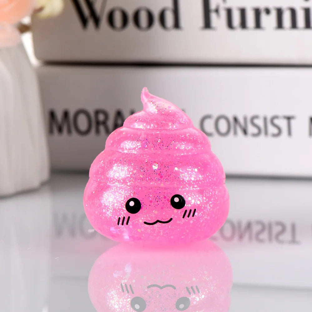 Novelty Squishy Poo Stress Ball Squishies Toys Glitter Funny Stretch Squeeze Fidget Toys for Kids Adults Fool's Day Prank Gift