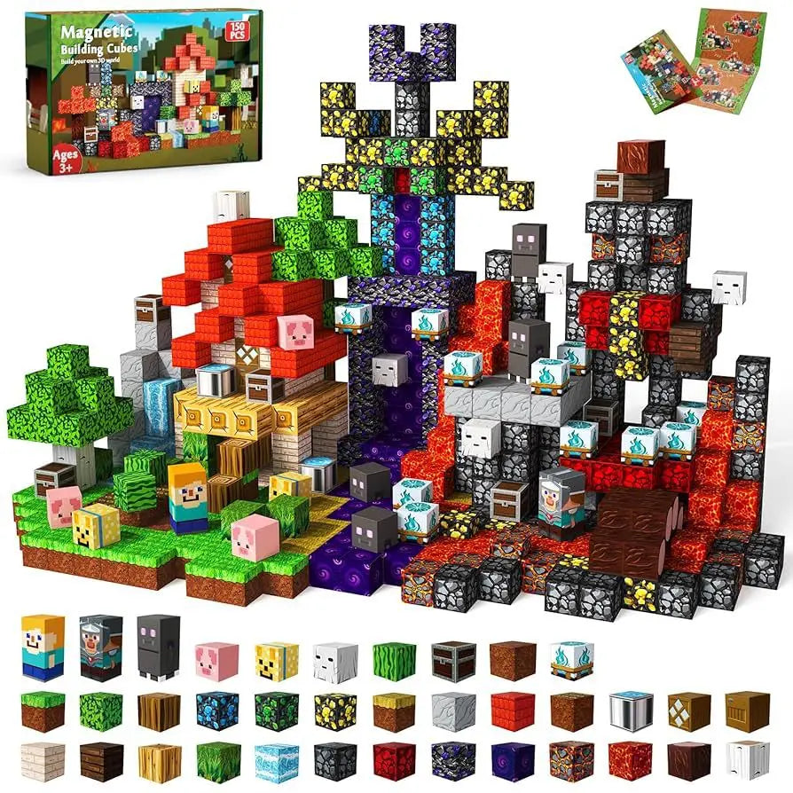 Magnetic Building Blocks Mine World Magnet Cube for Stacking Construction Set Educate Sensory Toys Kids Boys Girls Ages 3+ DIY