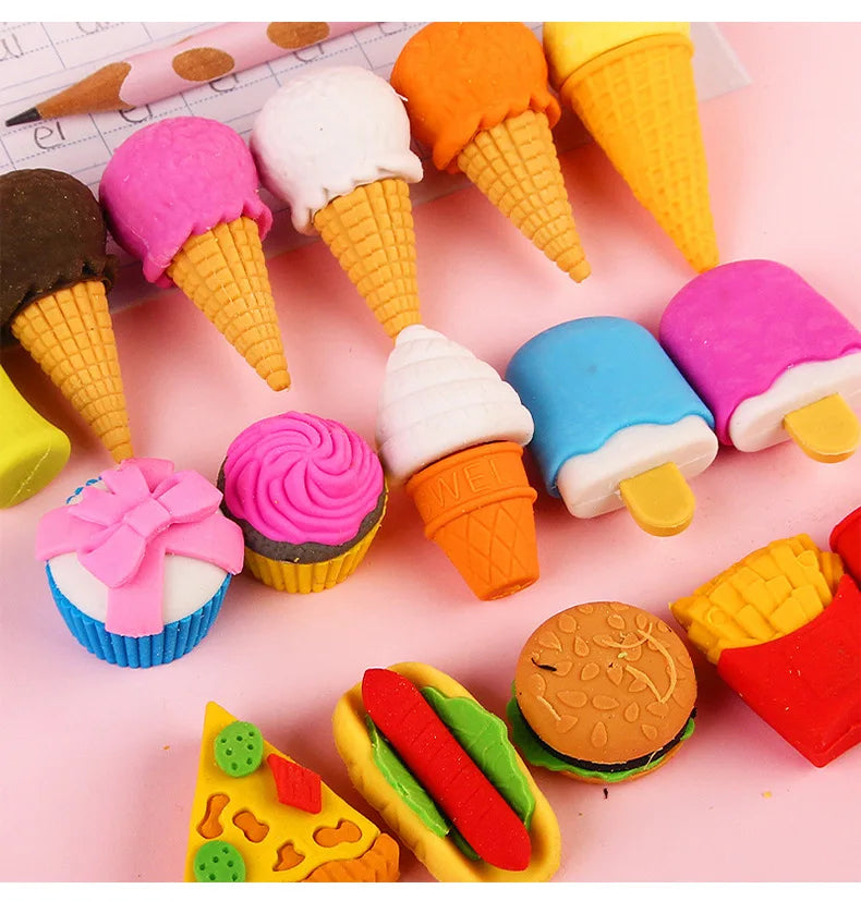 Dessert Cake Set Eraser, Creative Cute Cake Gift Box Pencil Eraser Cute Stationery Cute Eraser Stationery Pencil Eraser for Kids