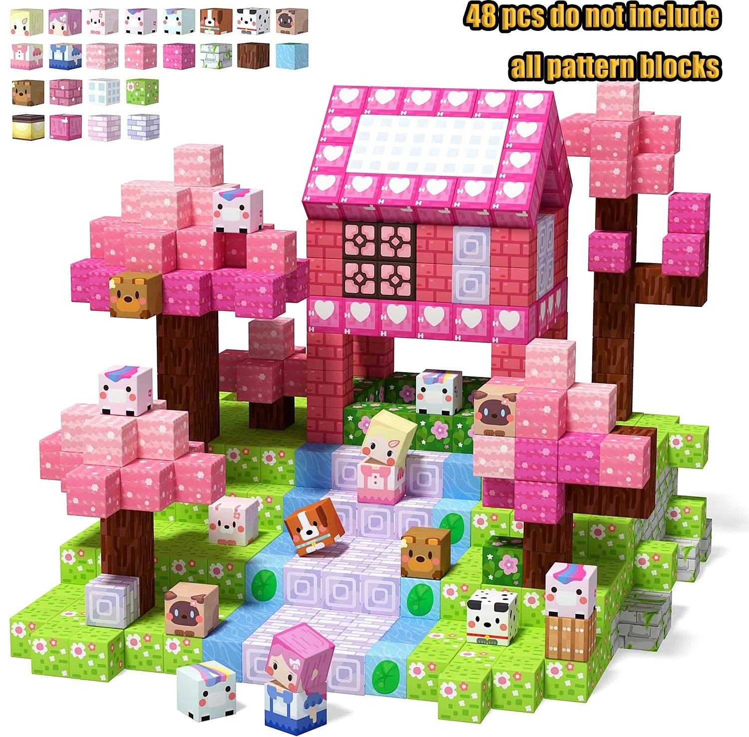 Magnetic Building Blocks Mine World Magnetic Construction Brick Cube STEM Education Sensory Toy Set Gift for Boy Girl Children