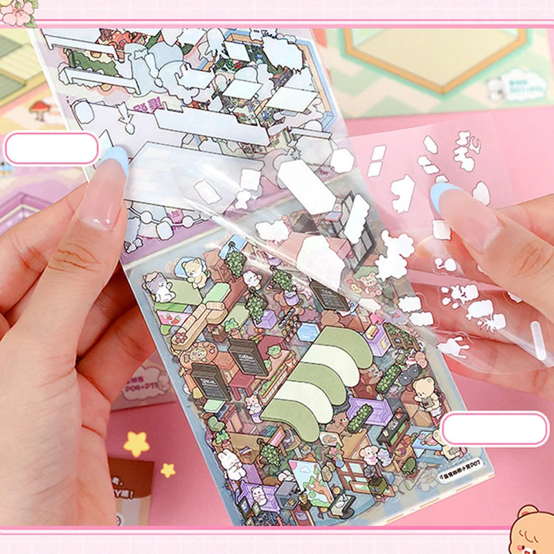 Mini Scenery Sticker Collection – 3D Cartoon Scene Stickers for Collage, Journaling & Room Decor