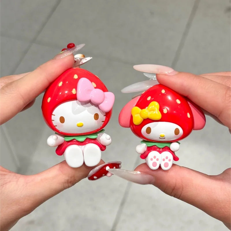 Genuine Sanrio Cute Strawberry Sugar Mini Series Pvc Blind Box Cartoon Anime Figurine Keychain Bag Pendant Collect Decor Gifts