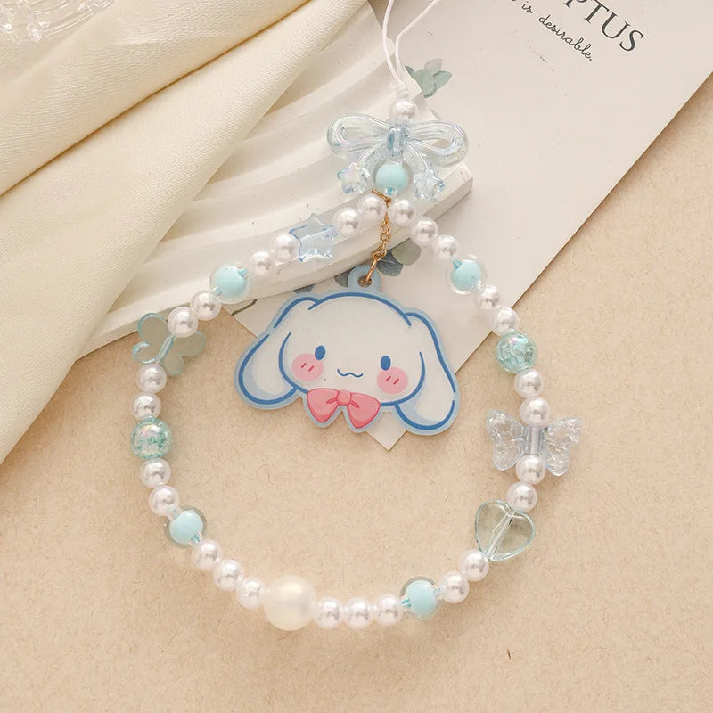Sanrio Beaded Phone Chain – Hello Kitty, Cinnamoroll & Kuromi Lanyard Pendant