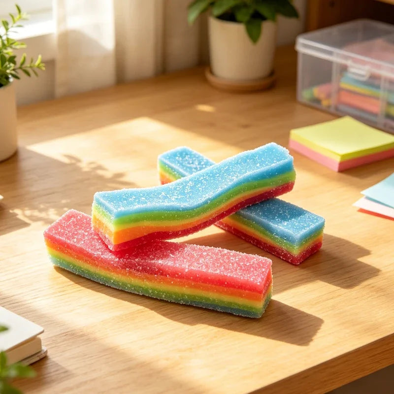🌈 Rainbow Strip Squishy Toy 🍭 | Soft Stretchy Squeeze Fidget
