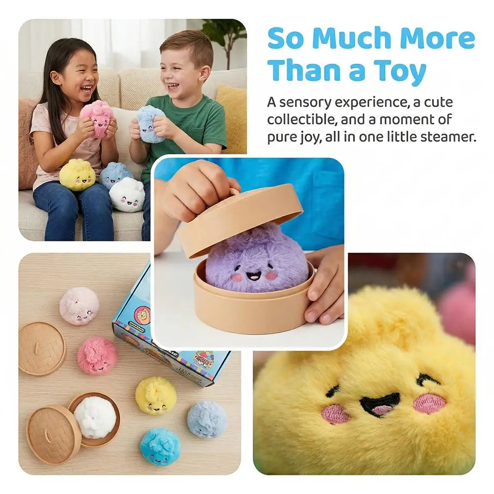 Plush Steamed Bun Dumpling – Embroidered Expressions Ultra-Soft Squishy Fidget Toy Gift Random Color