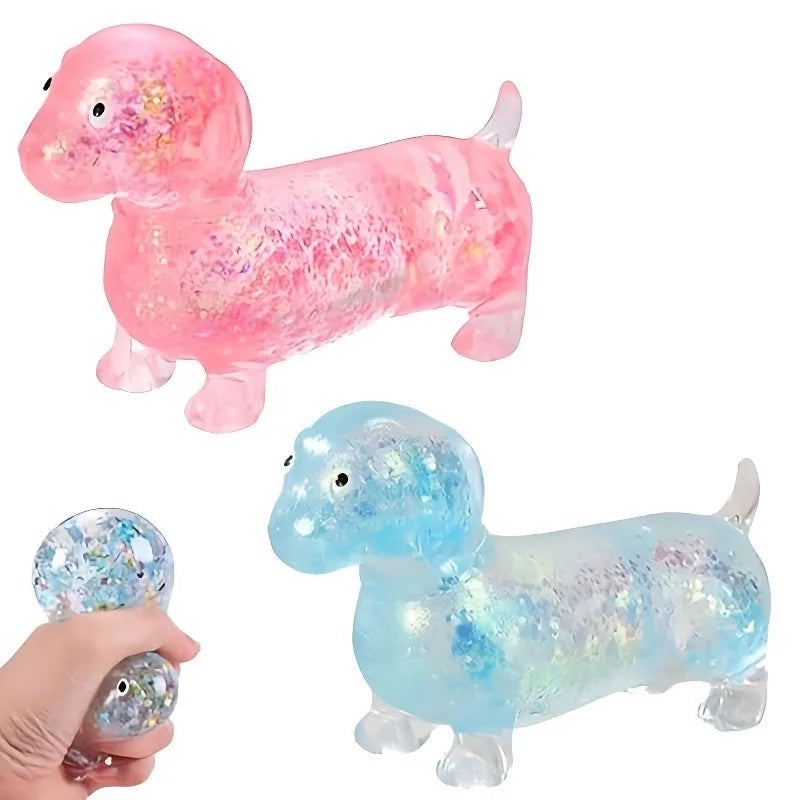 Sparkling Powder Sausage Dog Squishy - Soft Maltose Texture Slow Rising Fidget Toy, Cute Puppy Squeeze Toy