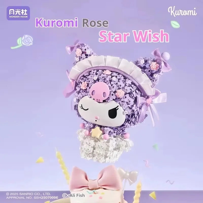 Sanrio Kuromi Melody Floral Garden Building Blocks Blind Box Set Moonlight Club Large Puzzle Surprise Gift for Girls Birthday