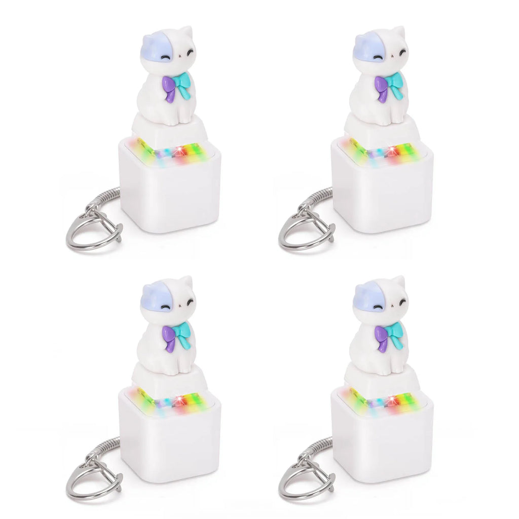 Cat Meowing Keyboard Clicker Keychain - Kawaii Cat Fidget Clicker with Sound & LED Light, USB-C Rechargeable