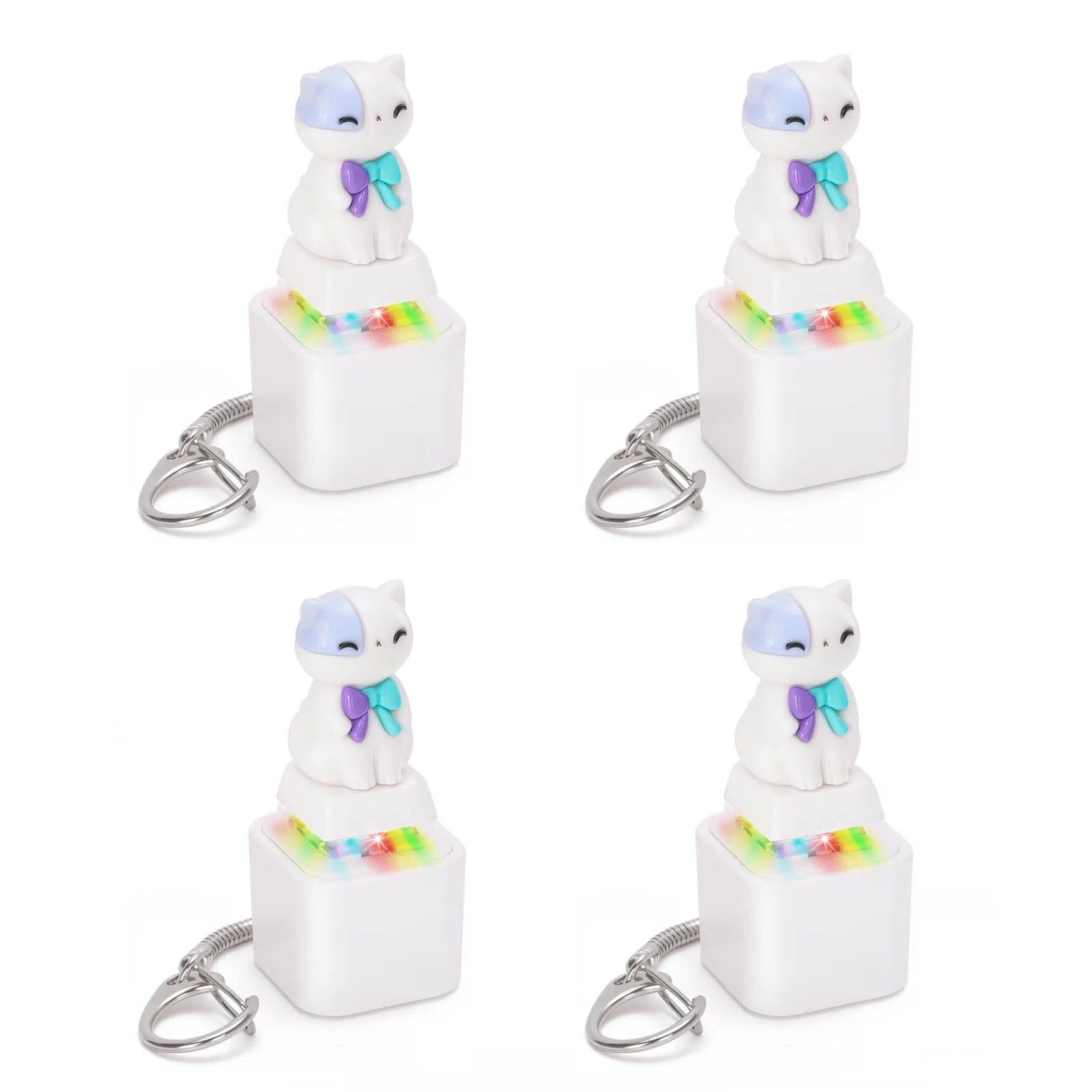Cat Meowing Keyboard Clicker Keychain - Kawaii Cat Fidget Clicker with Sound & LED Light, USB-C Rechargeable