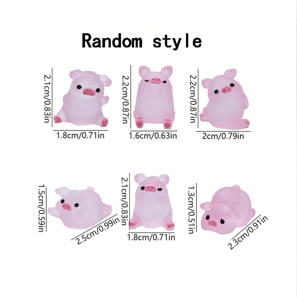 Glow in the Dark Mini Pig Figurines – Luminous Resin Miniatures for Garden, DIY & Halloween Decor